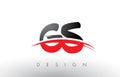GS G S Brush Logo Letters with Red and Black Swoosh Brush Front