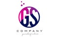 GS G S Circle Letter Logo Design with Purple Dots Bubbles