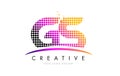 GS G S Letter Logo Design with Magenta Dots and Swoosh