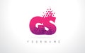 GS G S Letter Logo with Pink Purple Color and Particles Dots Design.