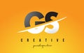 GS G S Letter Modern Logo Design with Yellow Background and Swoosh.