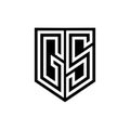 GS Logo monogram shield geometric white line inside black shield color design