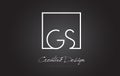 GS Square Frame Letter Logo Design with Black and White Colors.
