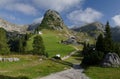 GschÃÂ¶llkopf peak with Air Rofan attraction in Rofan Alps, The Brandenberg Alps, Austria, Europe