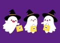 Cute ghost floating for Trick or Treat. Funny spooky boo character.