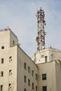 Gsm antennas installed on a block of flats. radiation hazard. Royalty Free Stock Photo