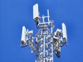 GSM 5G telecommunications towers undergoing maintenance Royalty Free Stock Photo