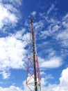 GSM repeater tower in front of blue cloudy sky Royalty Free Stock Photo