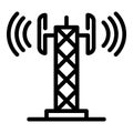 Gsm tower radio icon, outline style