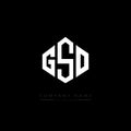 GSO letter logo design with polygon shape. GSO polygon and cube shape logo design. GSO hexagon vector logo template white and Royalty Free Stock Photo