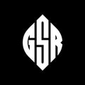 GSR circle letter logo design with circle and ellipse shape. GSR ellipse letters with typographic style. The three initials form a