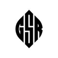 GSR circle letter logo design with circle and ellipse shape. GSR ellipse letters with typographic style. The three initials form a