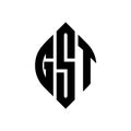 GST circle letter logo design with circle and ellipse shape. GST ellipse letters with typographic style. The three initials form a Royalty Free Stock Photo