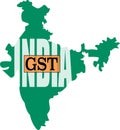 GST word in India graphic map.