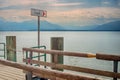 Gstadt Signpost at a pier in Chiemsee lake