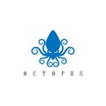 Angry Blue Kraken Octopus Squid Logo Design Inspiration Royalty Free Stock Photo