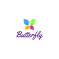 Modern Colorful Simple Minimalist Butterfly Leaf Leaves Logo Design Vector Royalty Free Stock Photo