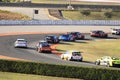 GT3 category competition cars running on the Ricardo Tormo circuit in Cheste, Valencia, Spain