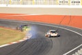 GT3 category competition cars running on the Ricardo Tormo circuit in Cheste, Valencia, Spain