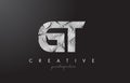 GT G T Letter Logo with Zebra Lines Texture Design Vector.