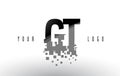 GT G T Pixel Letter Logo with Digital Shattered Black Squares
