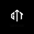 GTT letter logo design with polygon shape. GTT polygon and cube shape logo design. GTT hexagon vector logo template white and Royalty Free Stock Photo