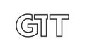 GTT logo design template with strong and modern bold text. Initial based vector logotype featuring simple and minimal typography. Royalty Free Stock Photo