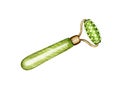 Gua Sha jade scraper massage tool. Natural stone scraper and green stone roller in different shapes. Beauty skin care