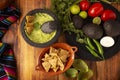 Guacamole ingredients recip table top view Royalty Free Stock Photo