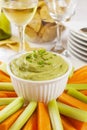 Guacamole with Carrot and Celery Sticks Royalty Free Stock Photo
