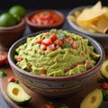 bowl with guacamole and tomatoes Royalty Free Stock Photo