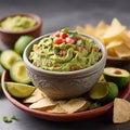 bowl with guacamole and tomatoes Royalty Free Stock Photo