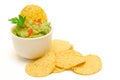 Guacamole and corn chips isolated