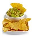 Guacamole dip and nachos Royalty Free Stock Photo