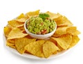 Guacamole dip and nachos Royalty Free Stock Photo