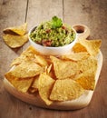 Guacamole dip and nachos Royalty Free Stock Photo