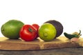 Guacamole ingredients Isolated on white