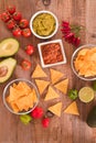 Guacamole and nacho chips. Royalty Free Stock Photo