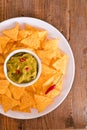 Guacamole and nacho chips. Royalty Free Stock Photo