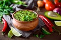 Guacamole in a rustic bowl