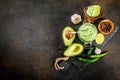 Guacamole with rye toasts Royalty Free Stock Photo