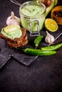 Guacamole with rye toasts Royalty Free Stock Photo