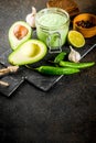 Guacamole with rye toasts Royalty Free Stock Photo