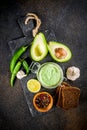 Guacamole with rye toasts Royalty Free Stock Photo