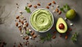 Guacamole vegetable avocado food mexican healthy fresh raw vegetarian green bowl sauce Royalty Free Stock Photo