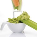 Guacamole with vegetable sticks, close up. Royalty Free Stock Photo