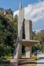 Guadalajara, Jalisco Mexico. January 1, 2023. Architectural monument in the linear public park