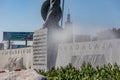 Guadalajara, Jalisco Mexico. January 8, 2023, Inscription: the glory of Guadalajara at the fountain in Glorieta Minerva