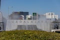 Guadalajara, Jalisco Mexico. January 8, 2023, Wall with inscription: Guadalajara at Glorieta Minerva fountain