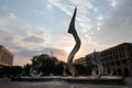 Guadalajara, Jalisco / Mexico - May 26, 2021: Sculpture of a snake in the Plaza TapatÃÂ­a representing the immolation of the